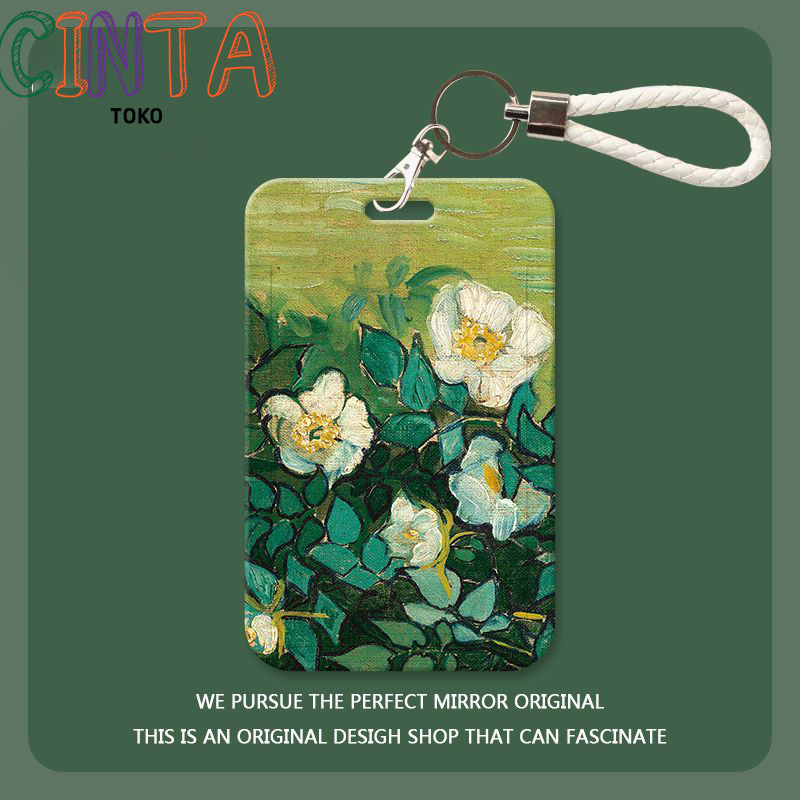 

Van Gogh oil painting flowers student campus ID card meal card subway bus card holder access card lanyard