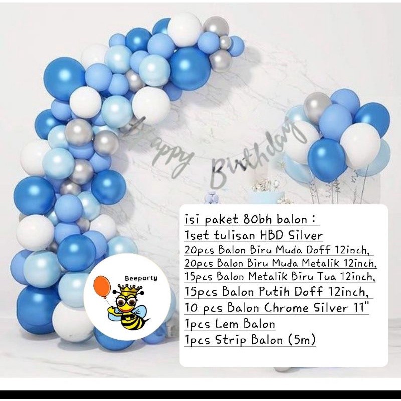 Set Balon Biru Dekorasi Balon / Paket Balon Biru Lengkap