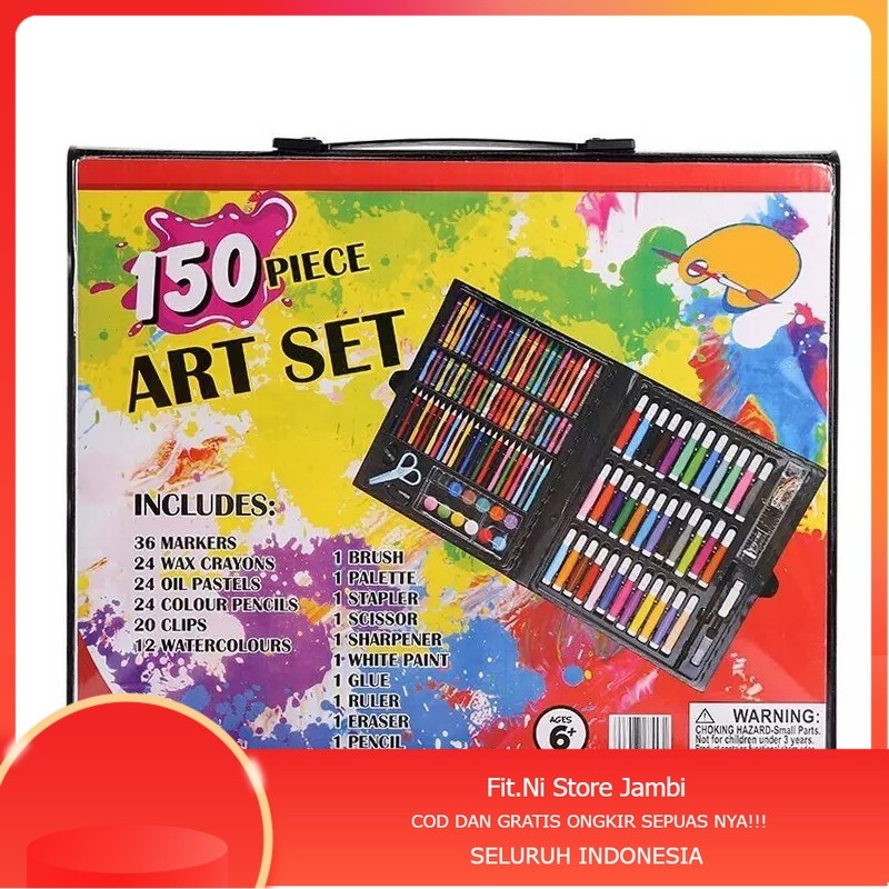 

Crayon Set 150pcs / Pensil Warna Spidol Krayon Cat Air Minyak Kuas Palet Water Colors Alat Menggambar Mewarnai Melukis Isi 150 pcs Anak Anak / Kit Art Supplies Painting Hadiah Kado Ulang Tahun Birthday Gift Pencil Colours Coloring Set Gambar Lukis Mainan