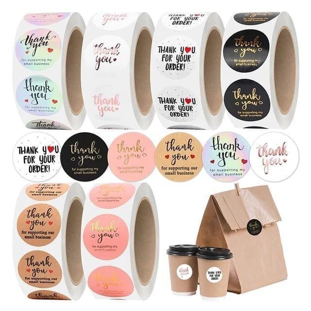

CRM - Sticker Thankyou Label Thankyou Motif Lucu 1 Roll Isi (300 Pcs)