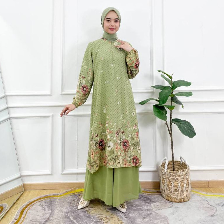 PRILLY BUSANA- Flowy Gamis Malaysia Motif - Dress Ceruty - Kurung Malay - Baju Melayu - Seragaman
