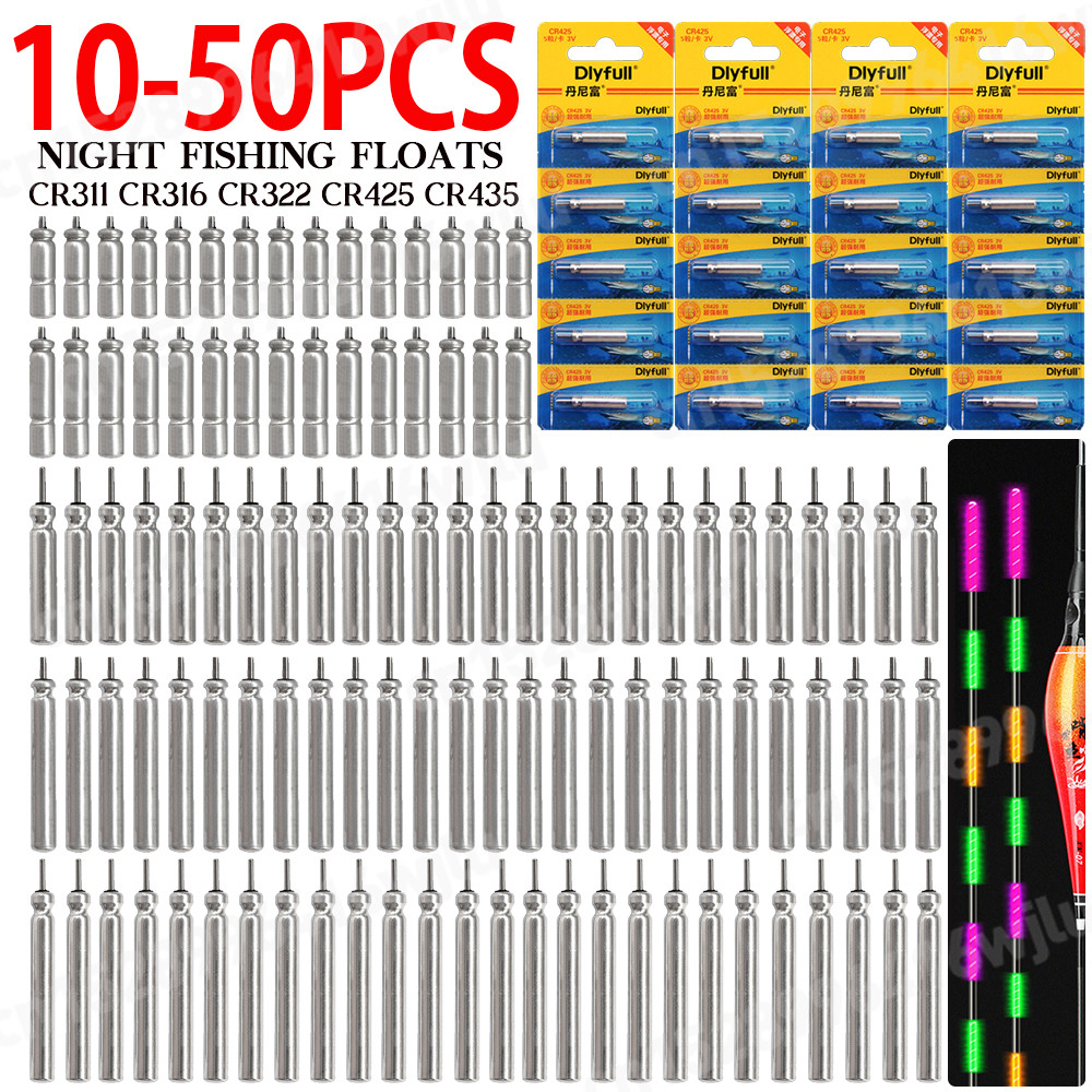 10-50pcs Night Fishing Floats Light Luminous CR311-CR435 Lithium Pin Battery Charger Devices Buoy To