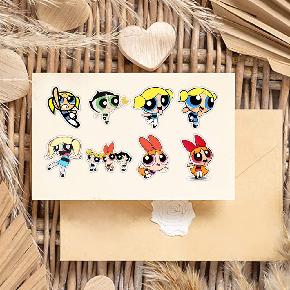 

50 Pcs Sticker Powerpuff Girls Vinyl Waterproof untuk Tempelan Laptop Tumbler HP Koper DIY [7]