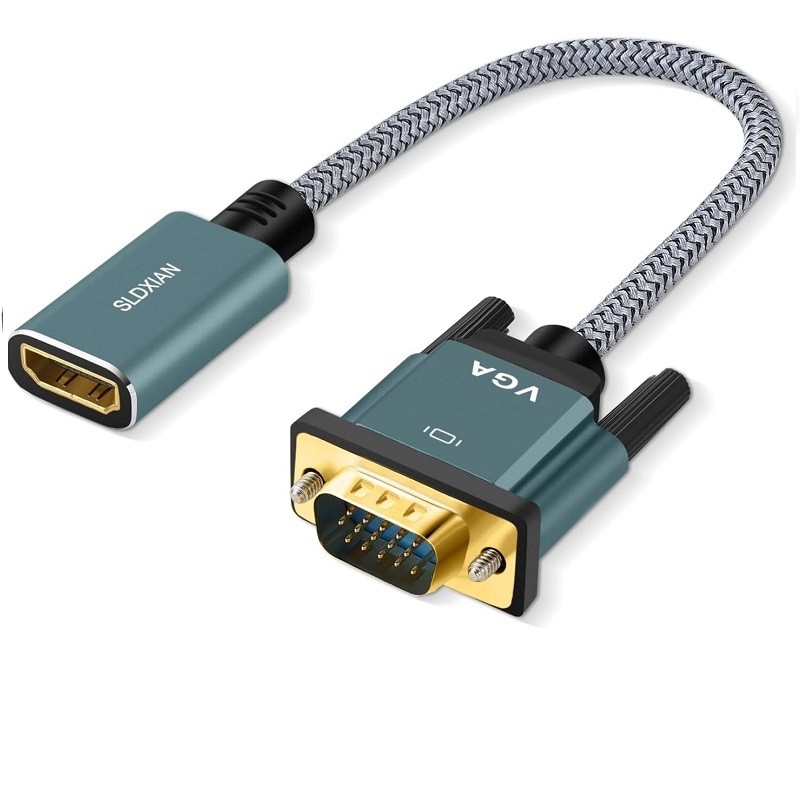 Lungfish HDMI to VGA adapter, HDMI female to VGA male converter 1080P, suitable for TV sticks, high-