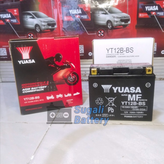 Aki Motor Yuasa YT12B-BS MF Original YUASA 12 volt 10.5Ah