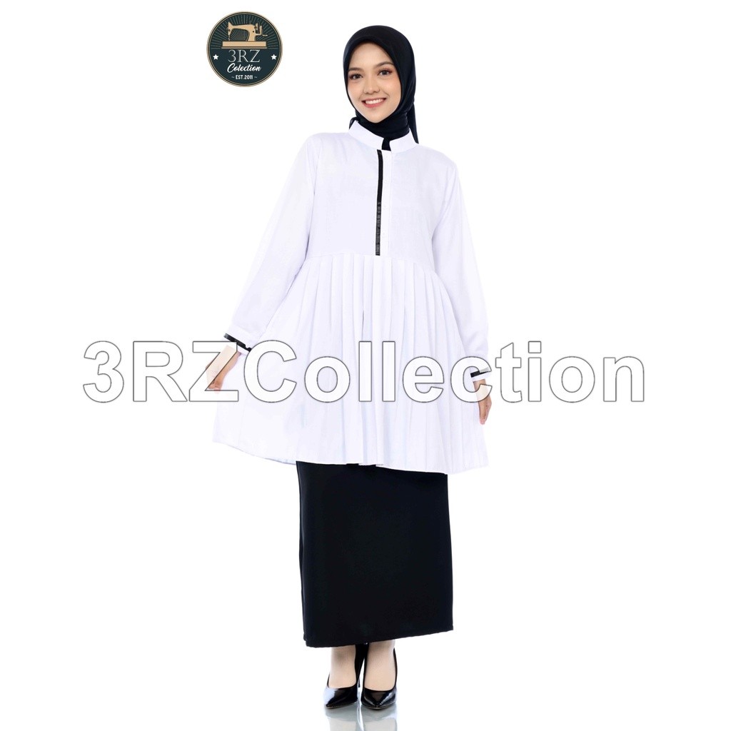 Tunik Putih Wanita Baju Tunik Putih Lis Hitam Pns Seragam Putih Pns Wanita Baju Putih– Model Eksklus