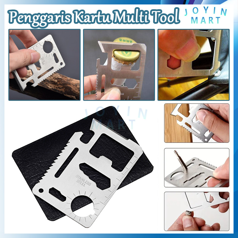 4PCS Penggaris Kartu Multi Tool/Penggaris Kartu Stainless Steel/Survival Kit Tool Card
