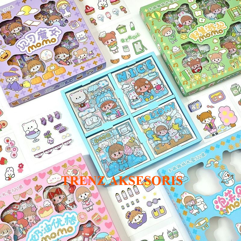 

TRENZ Sticker MOMO Anti Air Aesthetic Sticker DECO Hp Tumblr Laptop Lucu Cute DIY Tempel Buku Scrapbook Diary Import Murah 1Box Isi 100 Pcs
