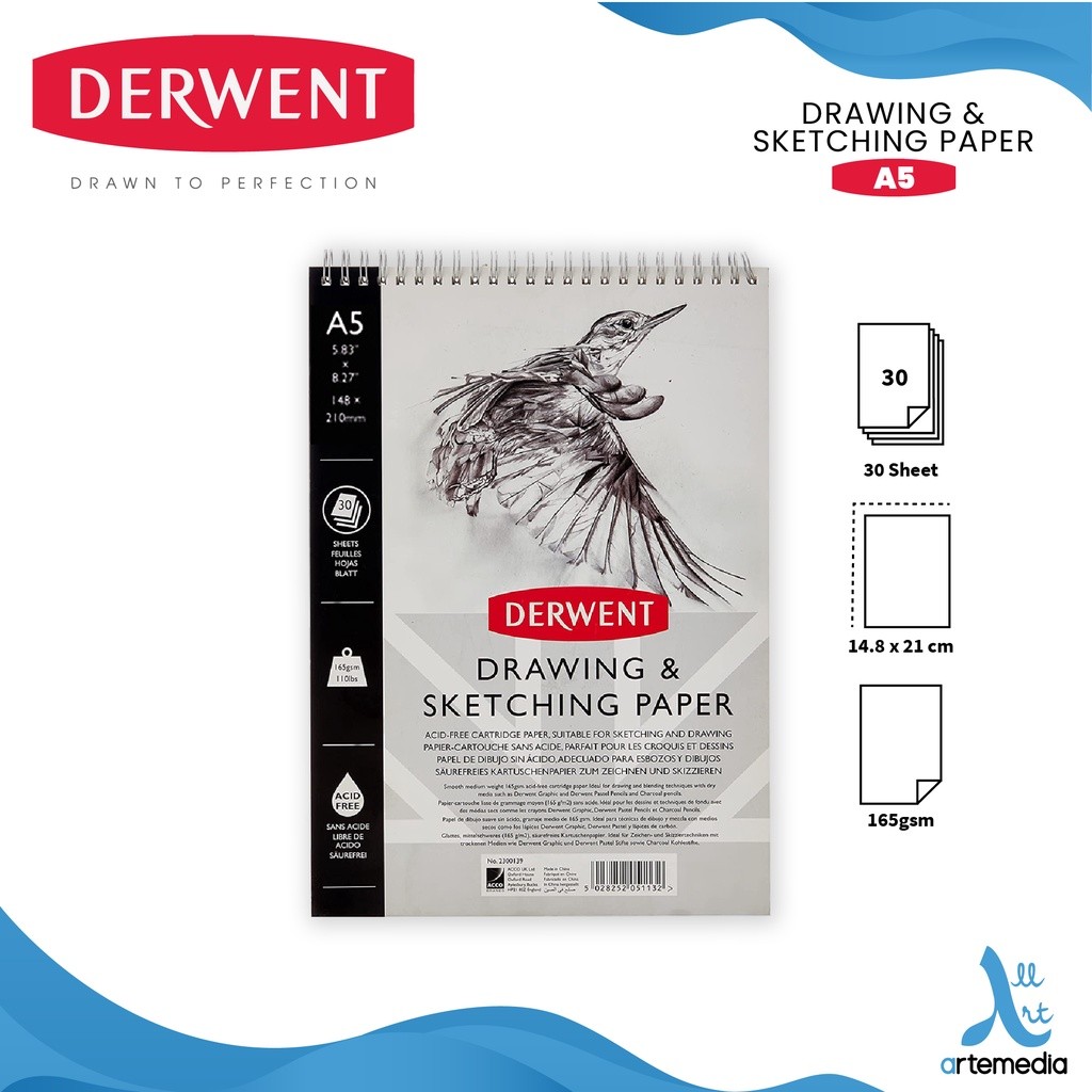 

Gramedia Surabaya - Derwent A5 Sketch Pad Wire Bound Drawing Sketching Paper