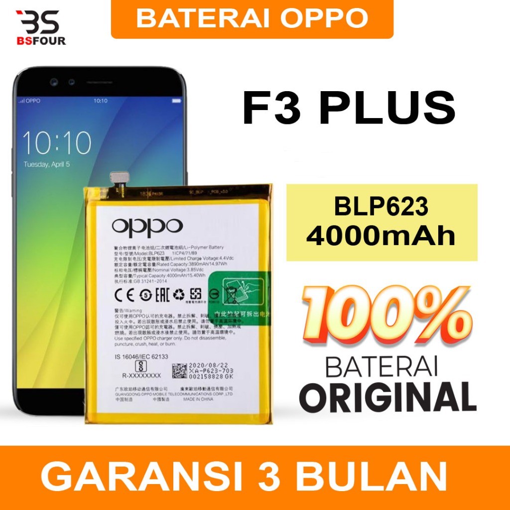 BATERAI BATRE OPPO F3 PLUS BLP623 ORIGINAL