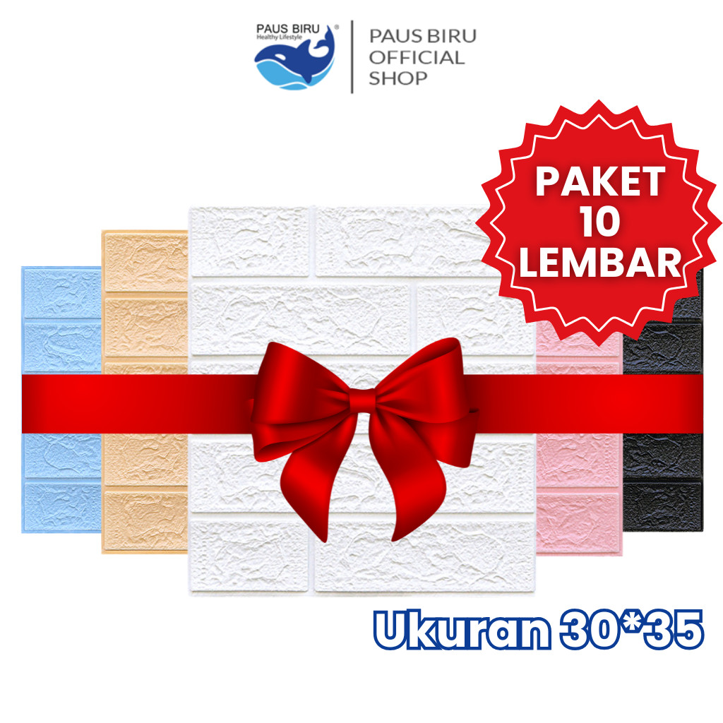 Paus Biru - ISI 10 PCS  Wallpaper Dinding 3D Foam Mini Motif Batu Bata 30cm X 35cm Tebal 3mm Kertas 