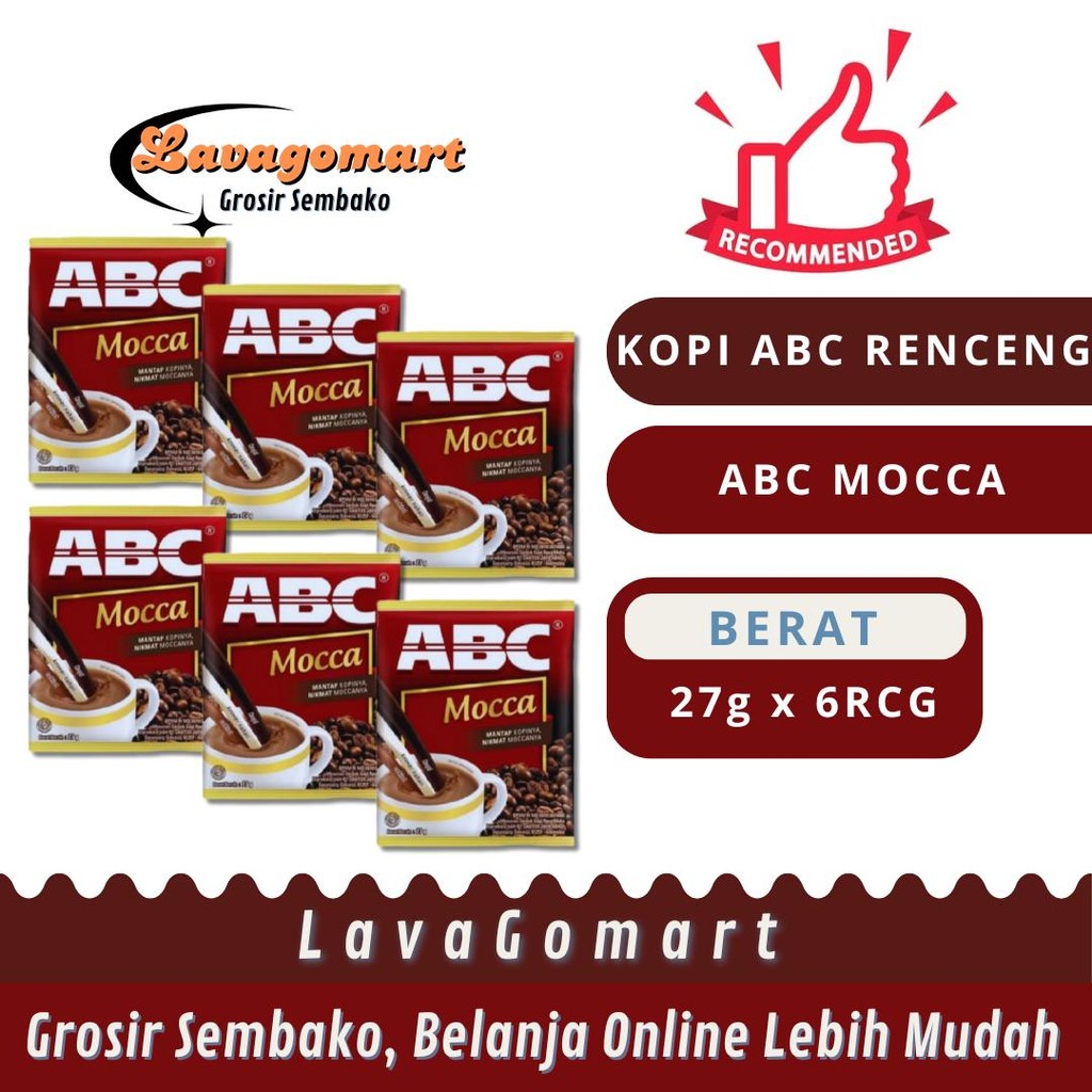 

KOPI ABC SUSU + COKLAT MOCCA SACHET 27g - 6 RENCENG - LAVAGOMART - BANDUNG