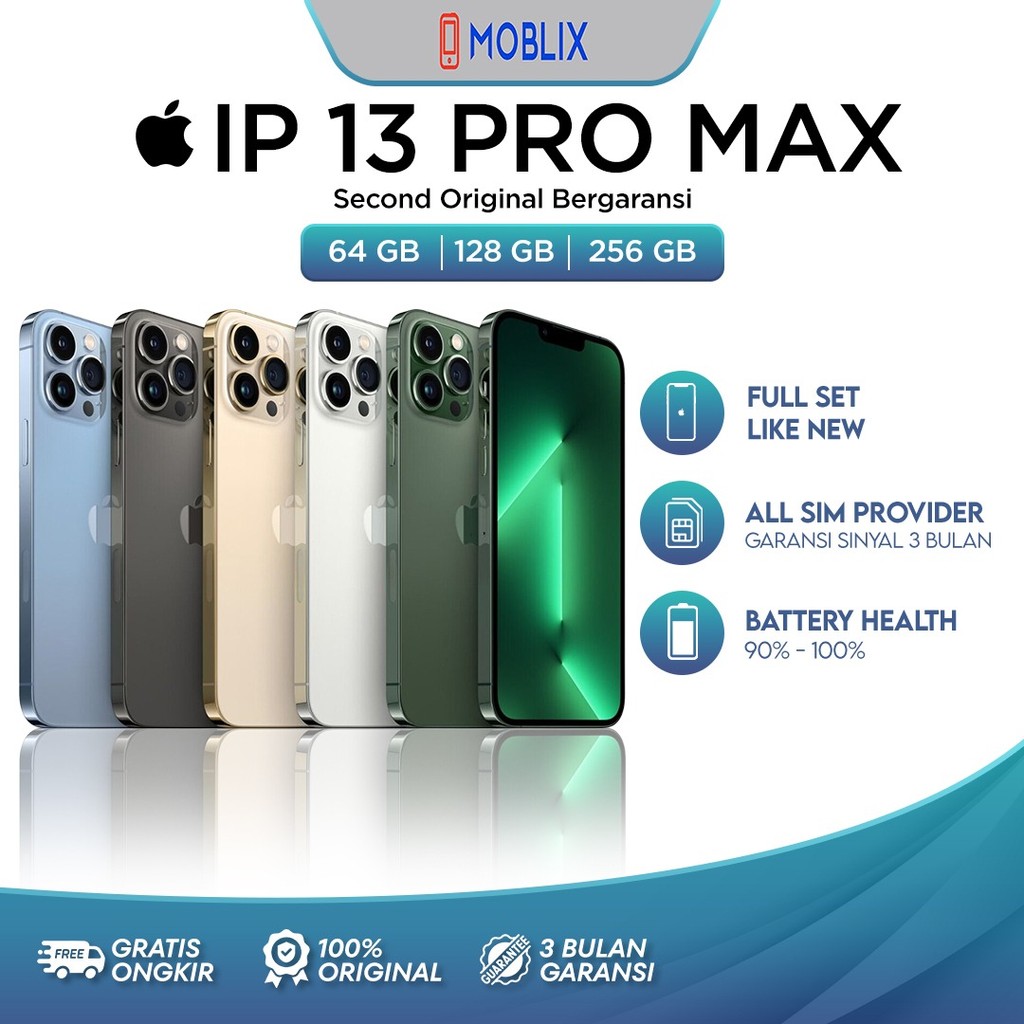 iPhone 13 Pro Max 128GB 256GB Tangan kedua100%ORI LCD MULUS NORMAL FULSET Kondisi Perfect BH 90+