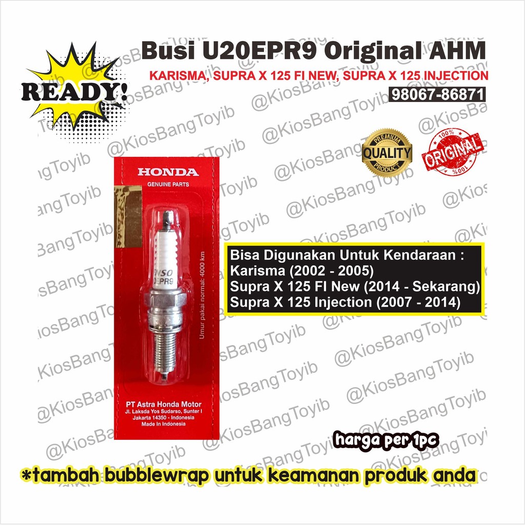 Busi U20EPR9 Denso ORIGINAL AHM Honda Karisma Supra X 125 FI Supra X 125 Injection(98067-86871)