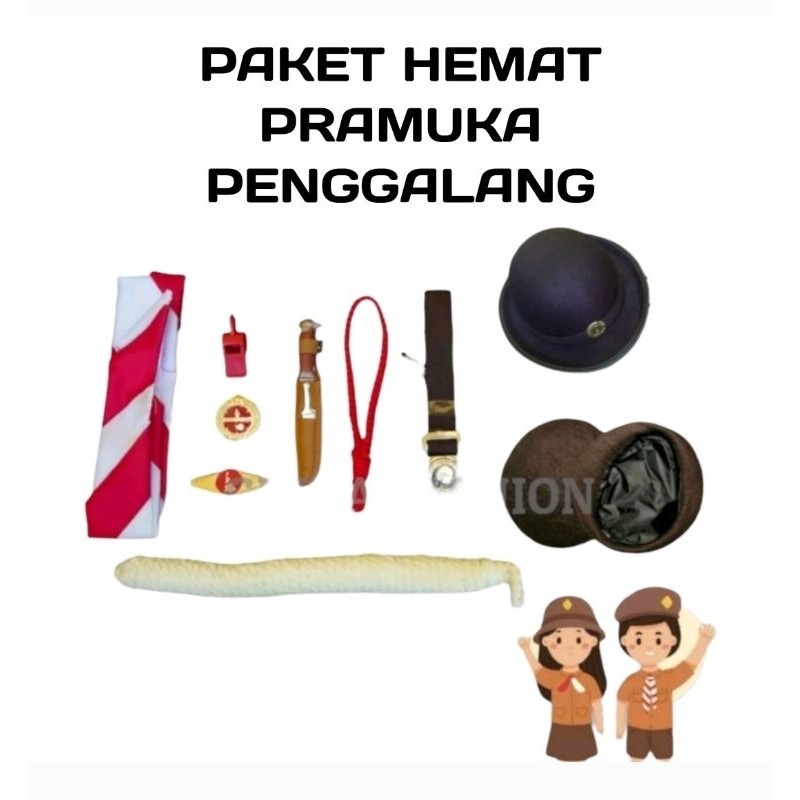 

PAKET HEMAT ATRIBUT PRAMUKA PERLENGKAPAN ALAT BAJU PRAMUKA SD,SMP PENGGALANG CEWE & COWO