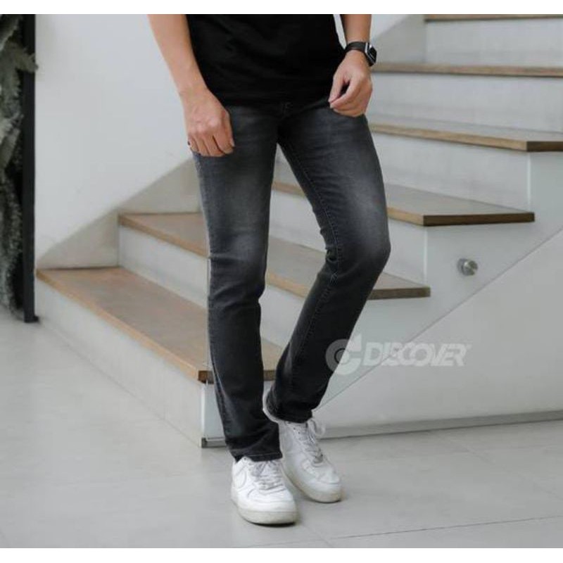 clana Jeans pria panjang Clana Jeans denim premium clana pria jeans slim fit black jazz whisker clan