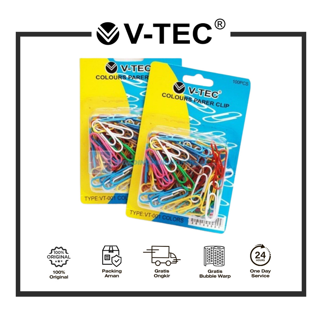 

V-TEC COLOURS PAPER CLIP VT-001 ISI 100 PCS