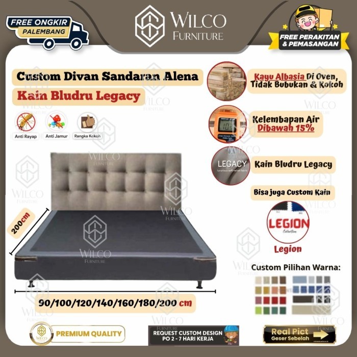 Custom Divan Sandaran Alena Bludru Legacy | Divan Sandaran Custom Kain Bludru | Divan Modern Palemba