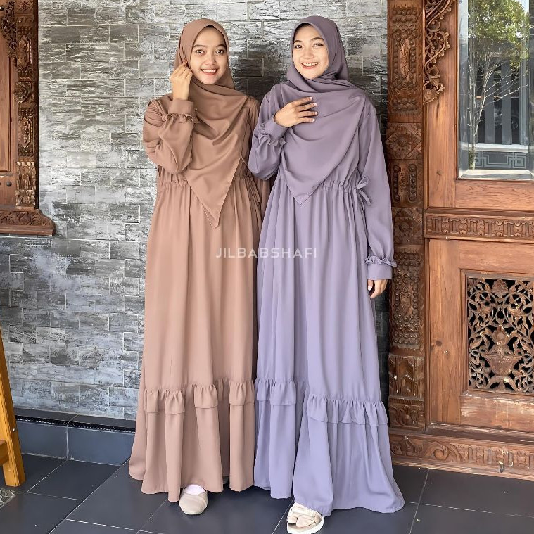 GAMIS LAURA | JILBABSHAFI TERBARU WOLFIS PREMIUM CRINKLE RAYON JUMBO