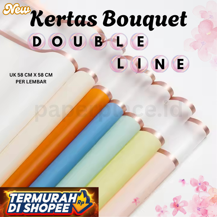 

[TEBAL] TERMURAH KERTAS BUKET DOUBLE LINE LIST GOLD UNTUK BIKIN BOUQUET BUKET BUNGA MURAH PREMIUM TEBAL