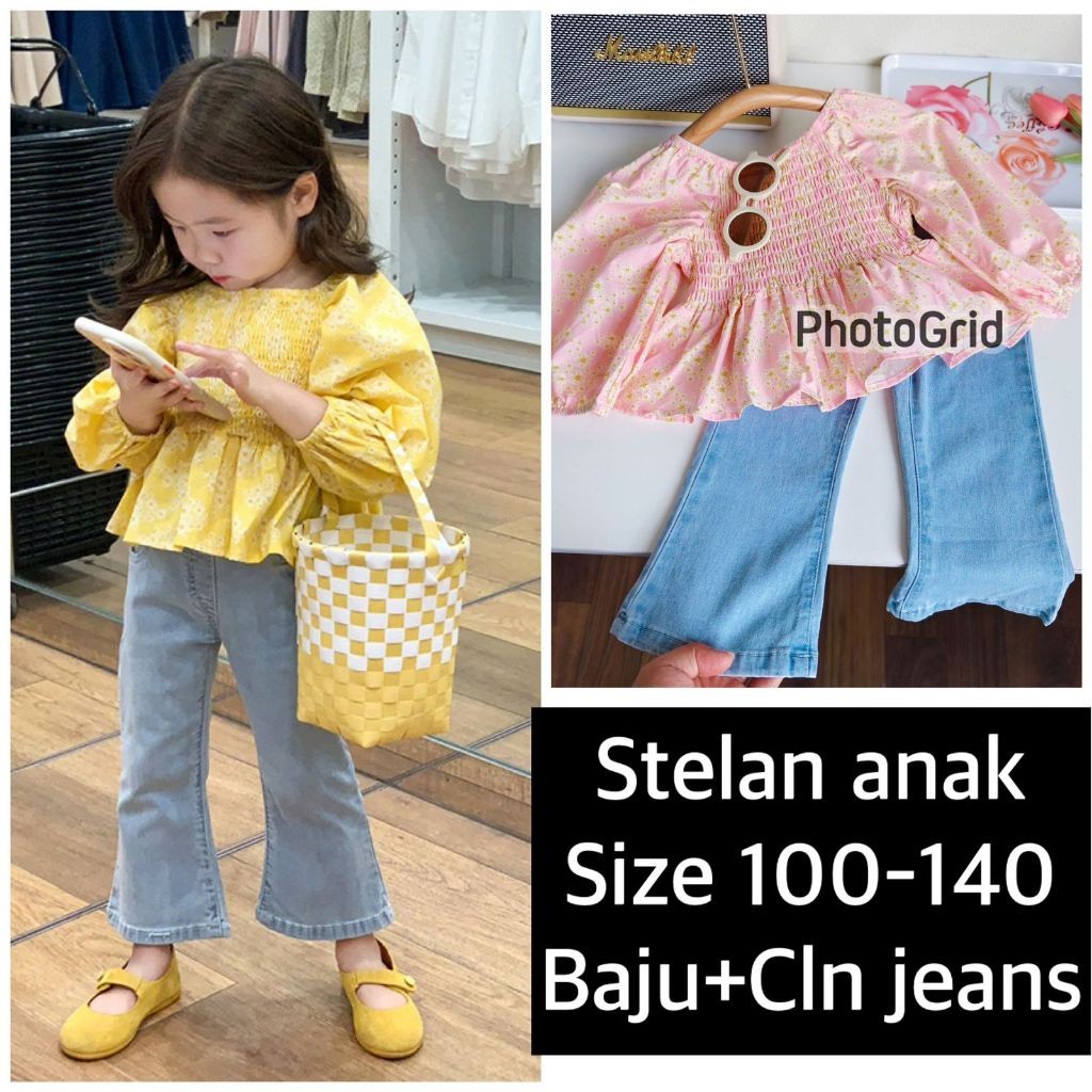 (CC-JKT) BS- 512 SETELAN ANAK SABRINA KERUT DADA SIZE 100-140