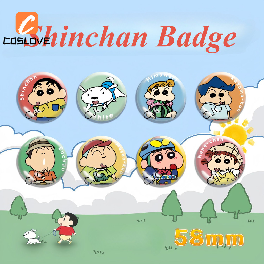 Original Anime Shinchan Badge Bag Decoration Little Gift Suit For Gift 58mm Badge Shiro Himawari Ani