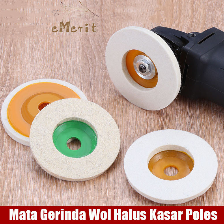 Mata Gerinda Wol Halus Kasar Poles / Mata Gerinda Poles Wool Putih Mengkilap 4 inch