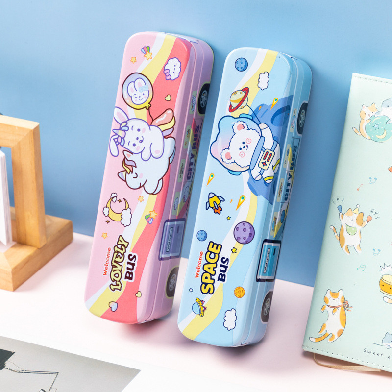 

[ CRATK ] DREAMY PASTEL BLUE AND PINK PENCIL CASE / TEMPAT PENSIL MOTIF BERUANG LUCU / LOVELY BUS & SPACE BUS / WARNA BIRU DAN PINK PASTEL