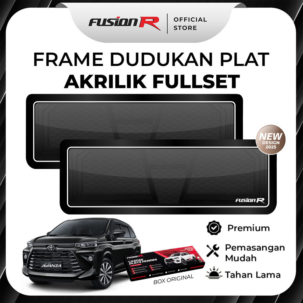 FUSION R DUDUKAN PLAT MOBIL AVANZA XENIA 2022 TATAKAN TEMPAT PLAT NOMOR MOBIL AKRILIK MIKA ORIGINAL