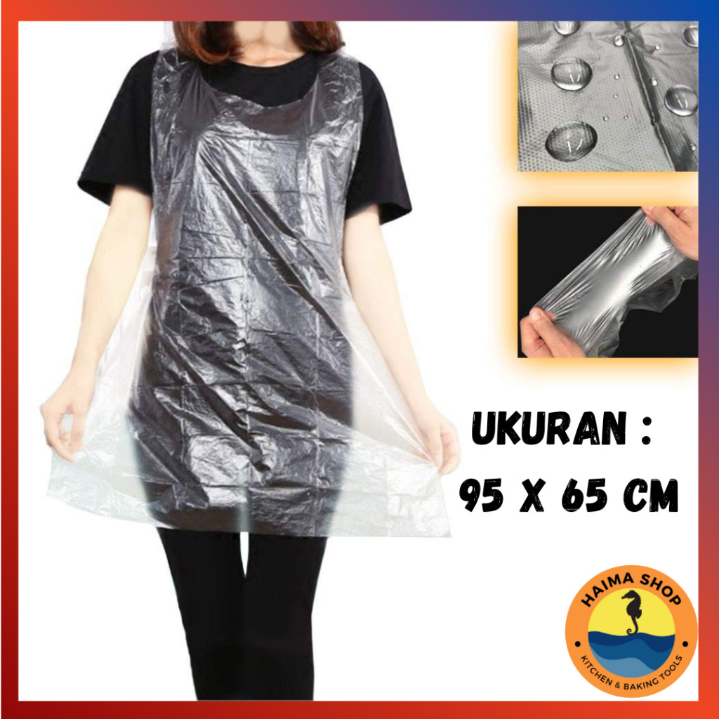 Apron Plastik Sekali Pakai Anti Air | Celemek Dapur Laundry Medis Salon - Tebal & Higienis