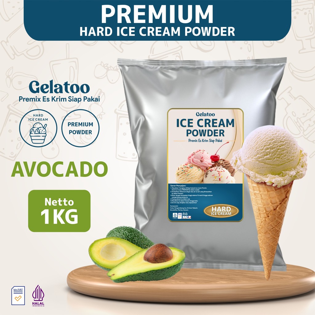 

Bubuk Es Krim Hard Ice Cream Gelatoo Rasa Avocado 1 Kg