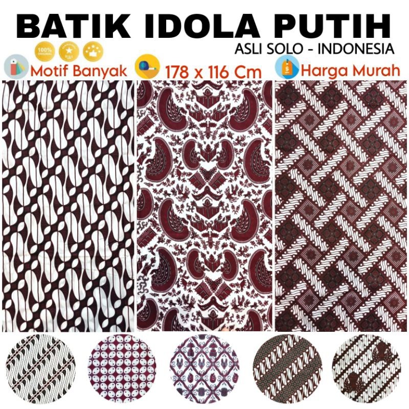 Kain Batik Idola Putih Jarik Samping Sewek Sarung Wanita Pria Dewasa Motif Tenun Murah New Panjang