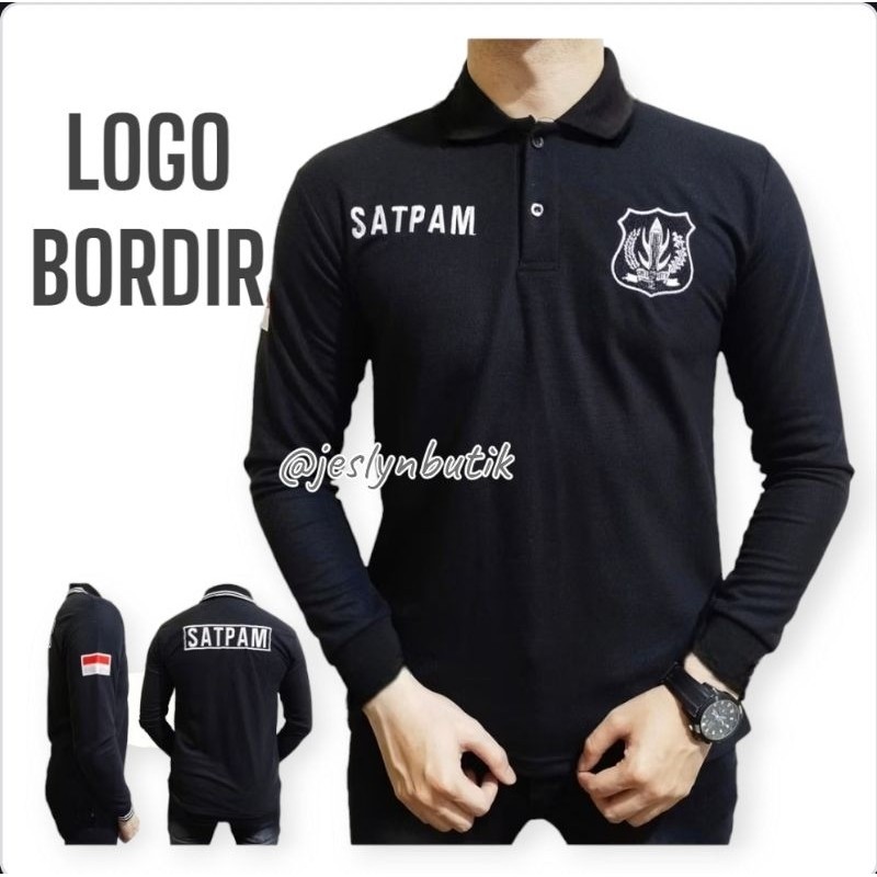 Promo KAOS SECURITY BORDIR LENGAN PANJANG BAJU KERAH SATPAM SECURITY KAOS KERAH SATPAM TERBARU