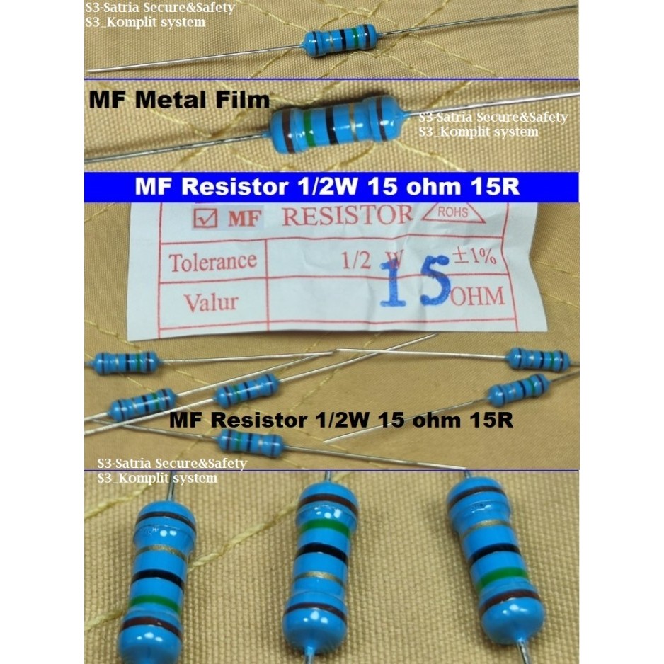 MF Resistor 1/2W 15 ohm 15R 15ohm R 15Rohm 0.5w 0,5W 1/2watt 15r 1/2 w