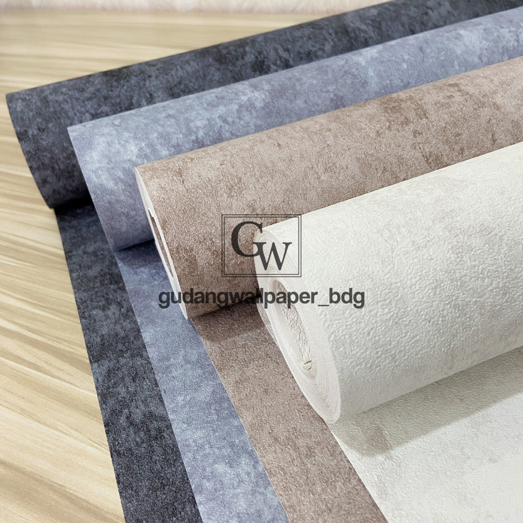 Wallpaper Vinyl Motif Concrete Cement  Semen Minimalis Dark Grey, Light Grey, White, Brown