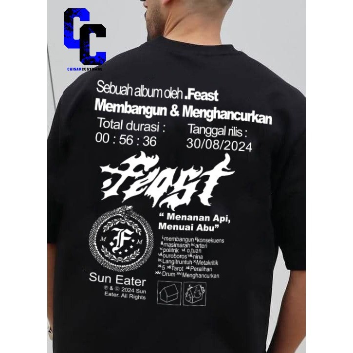 Tshirt FEAST - RECORDS Cotton combed kaos distro band .Feast baskara kekinian terbaru baju lokal tre