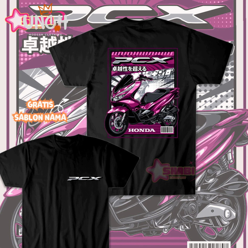 Baju Kaos Anak Gratis Sablon Nama - KAOS ANAK MOTOR PENDEK | GAMBAR HONDA PCX UNGU | CUSTOM KARAKTER