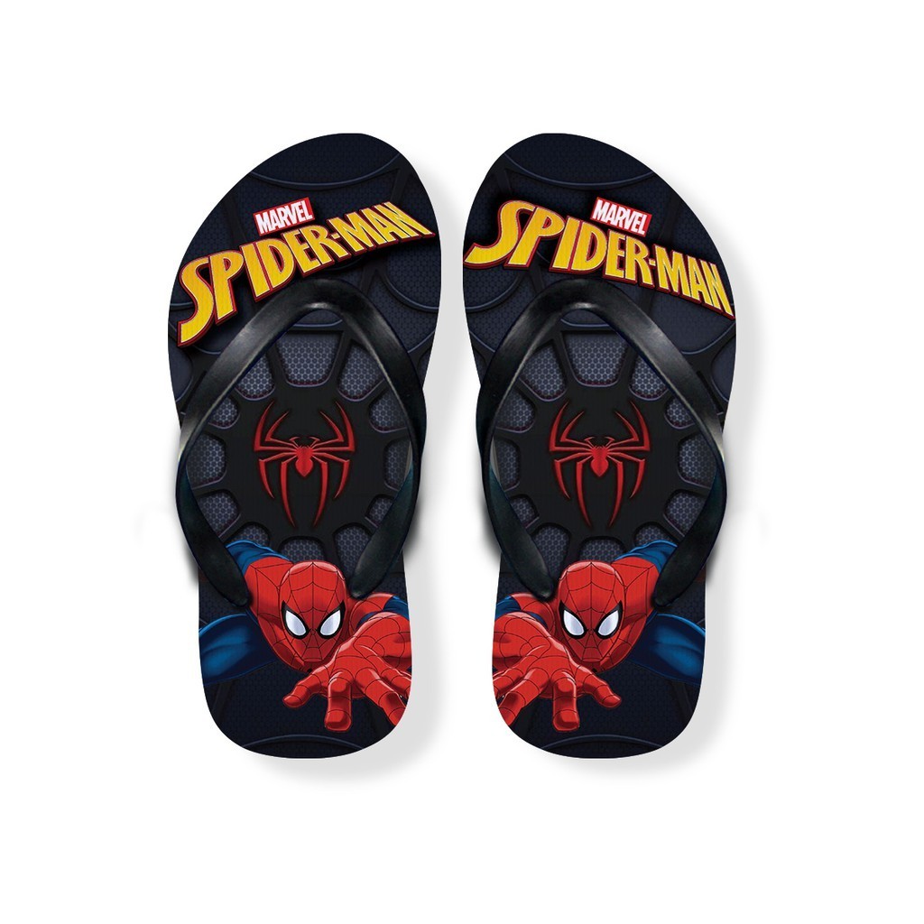 Sandal Jepit Anak Spiderman Black | Sandal Superhero sendal anak laki laki tk sd smp