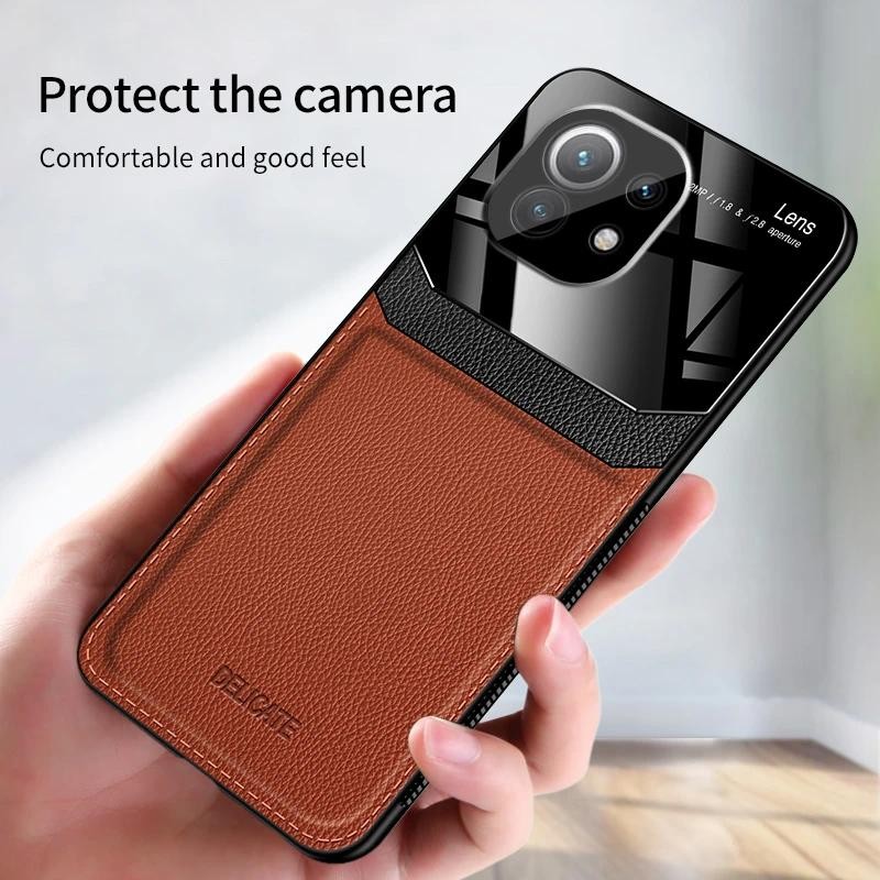 New Phone case xiaomi 11 lite Hard Leather Mirror Lens Camera Protector HandPhone Back cover