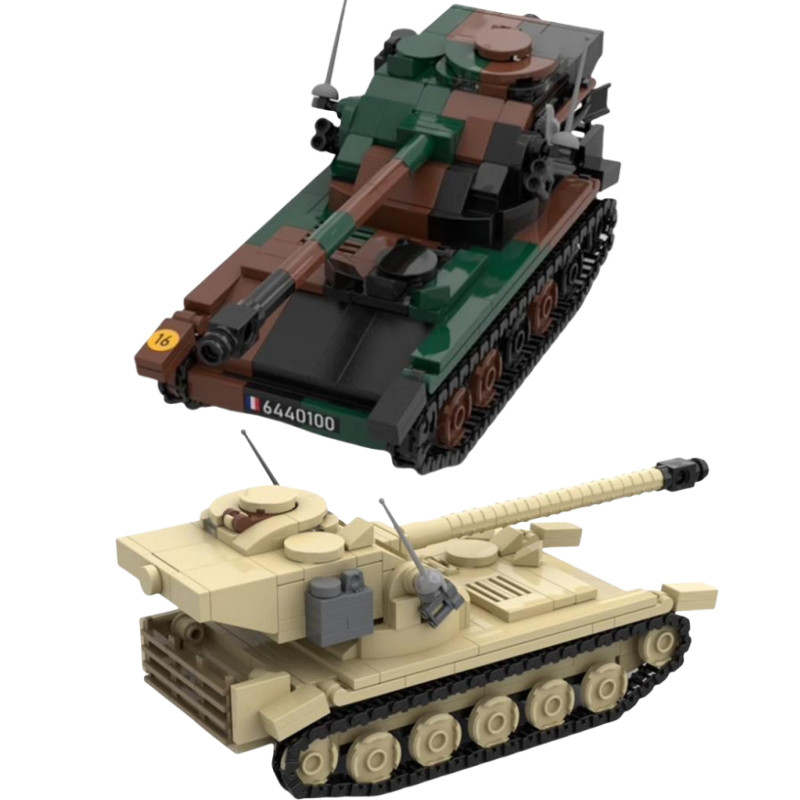WW2 Military Soldiers Vehicle AMX 13 Light tank Building Blocks Action Figures Weapon Car Models Bri