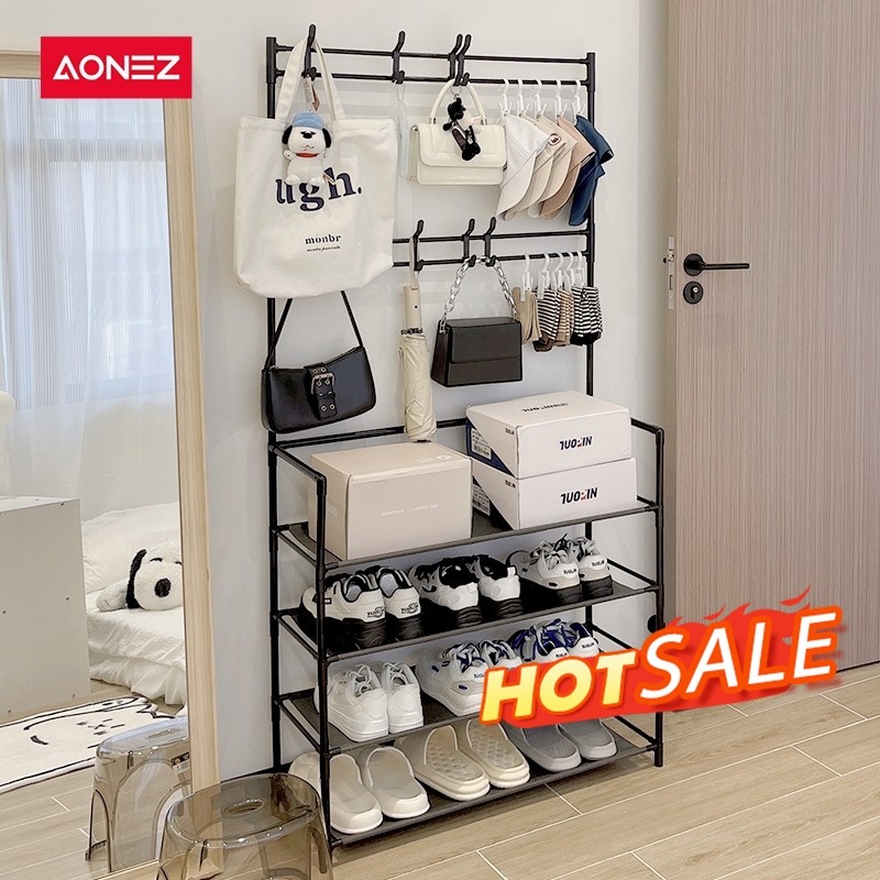 AONEZ Rak Sepatu  Rak Gantungan Baju  Rak Sandal Dan Sepatu Rak Sepatu Aesthetic Tempat Sepatu Rak S