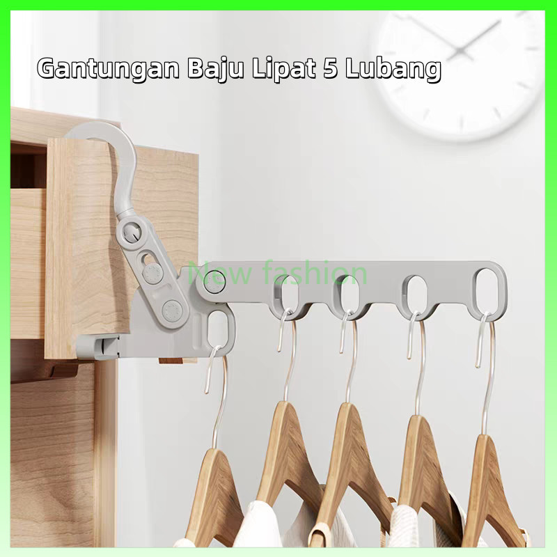 Gantungan Baju Lipat 5 Lubang/ Gantungan Baju Serbaguna/Gantungan Baju Lipat