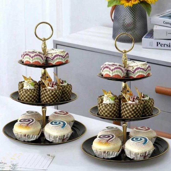 Rak Kue Susun Estetik 3 Tingkat / Tatakan Kue Jajan Prasmanan / Cake Stand Display