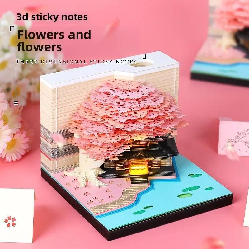 

Treehouse 3D Desktop Calendar Sticky Notes Creative Crafts Souvenirs Paper Carvings Memo Pad New Year Gifts Office Ornament