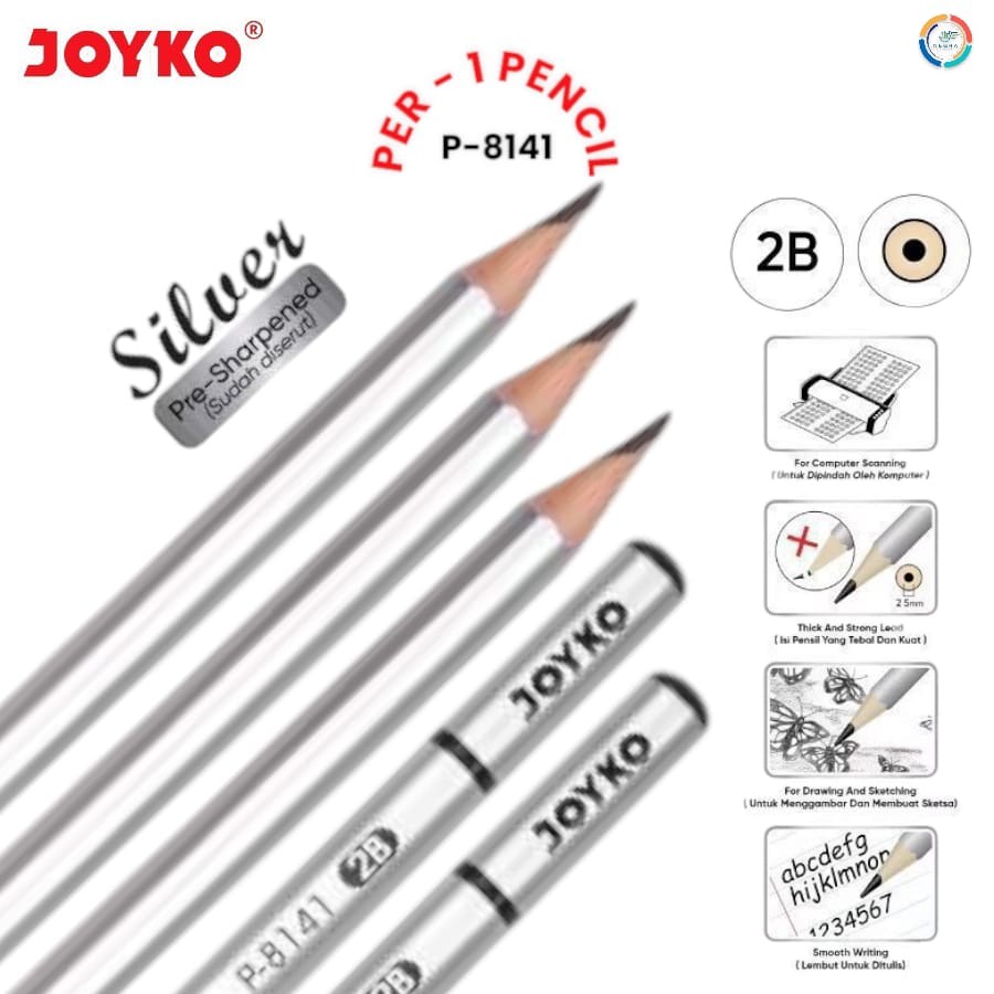 

[Eceran Pcs] Joyko Pensil 2B Type P - 8141 silver