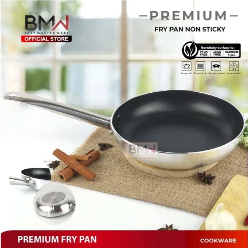 Wajan Masak Teflon Anti Lengket Penggorengan Tebal Stainless Steel BMW Frying Pan Fry Pan