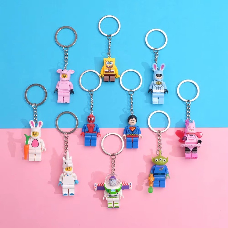 Disney Buzz keychain Marvel anime building blocks backpack pendant Spider Man keychain Iron Man cute