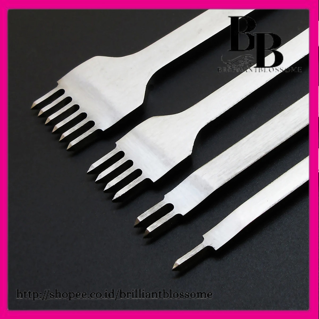 

1/2/4/6 Prong Metal Leather Chisel Hole Punch Stitching Tool Diamond Pricking Iron Leather Craft Completely Polishing 3/4mm