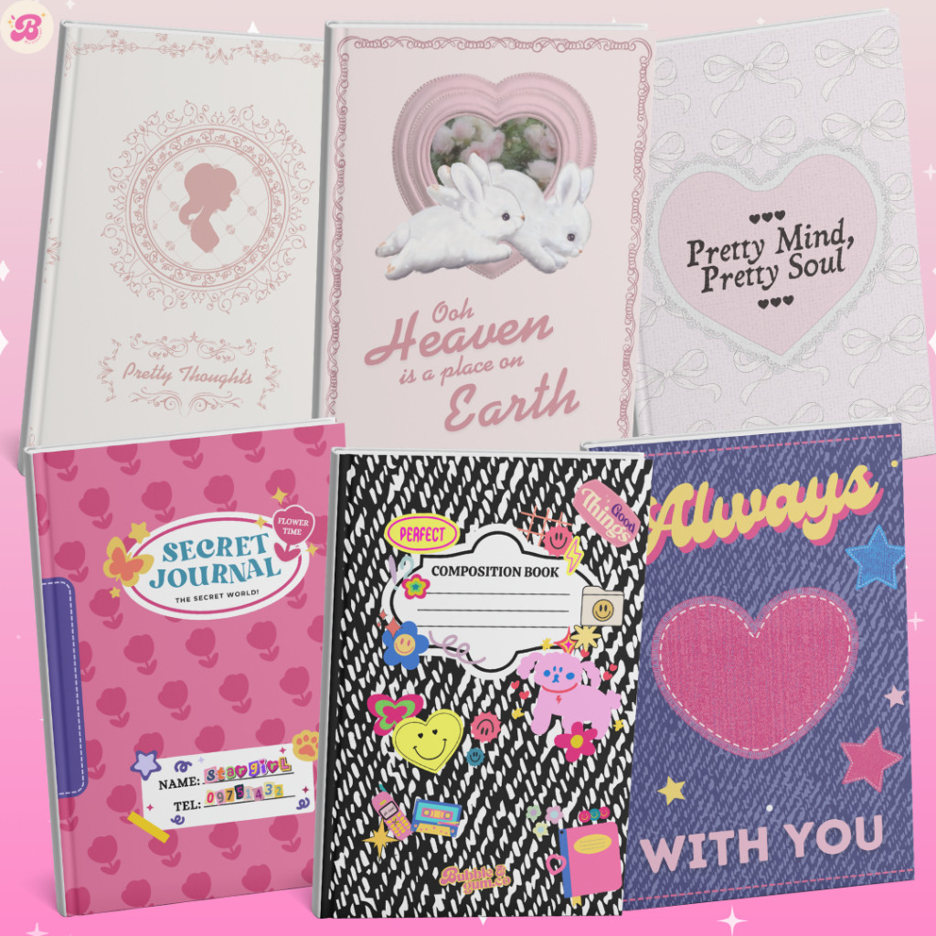 New Binder Notebook Sekolah Kampus - Composition Pink Coquette A5 B5 / Binder B5 / Binder A5 / Binde