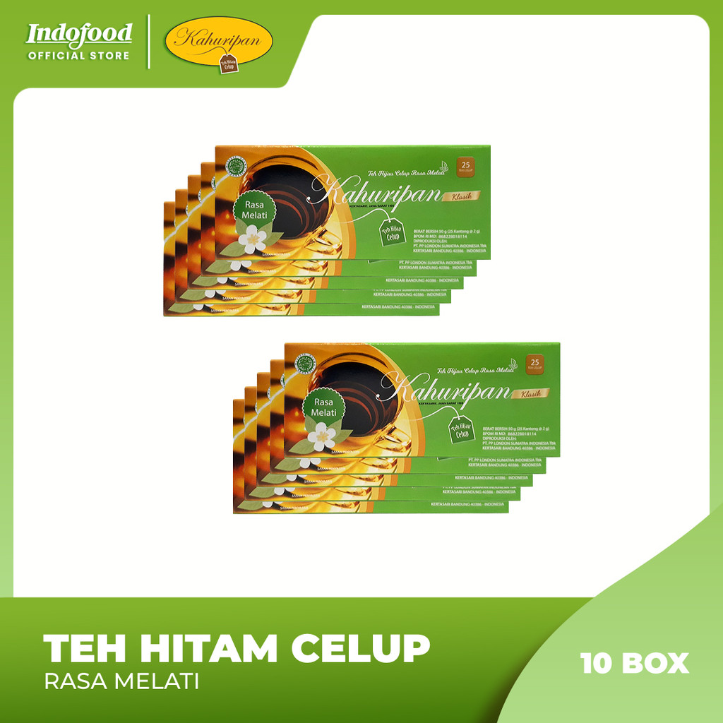 

10 pcs Teh Kahuripan - Teh Hijau Celup rasa Melati (1 kotak isi 25 kantong teh)